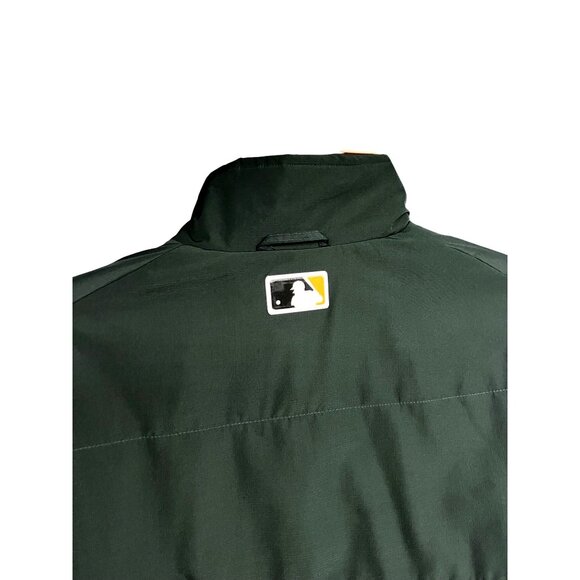 Majestic Oakland Athletics Baseball MLB Zip Jacket 2XL Green Gold Spell Out Logo - Picture 7 of 11